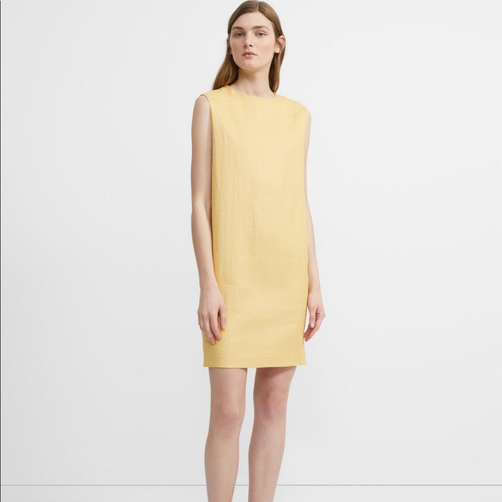 Theory Sleeveless Mini Dress in Pale Yellow
